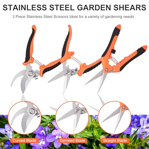 ACHRWFQ 3 pcs garden shears Stainless steel Gardening scissors Pruning shears for gardening For pruning scissors flowers fruit trees - Image 3
