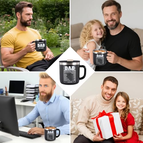 HottKiiper Best Dad Ever Gifts from Daughter Son, Stainless Steel Coffee Mug with Lid for Father, Husband, Uncle, Gifts for Father's Day (14oz Black) - image 7