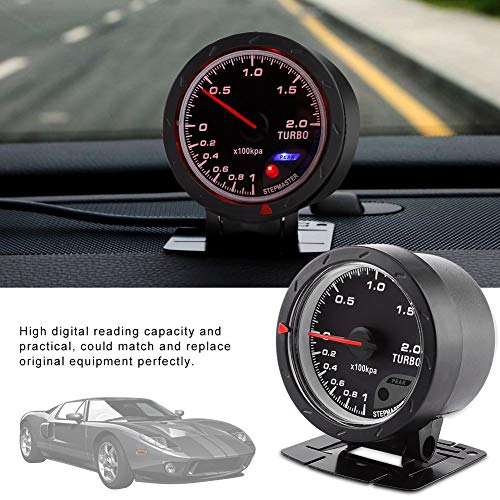 Keenso 60mm LED Turbo Boost Presse À Vide Jauge Compteur Noir Shell Universel pour Voiture De Course Auto 0 200 Kpa-Manometre Pression