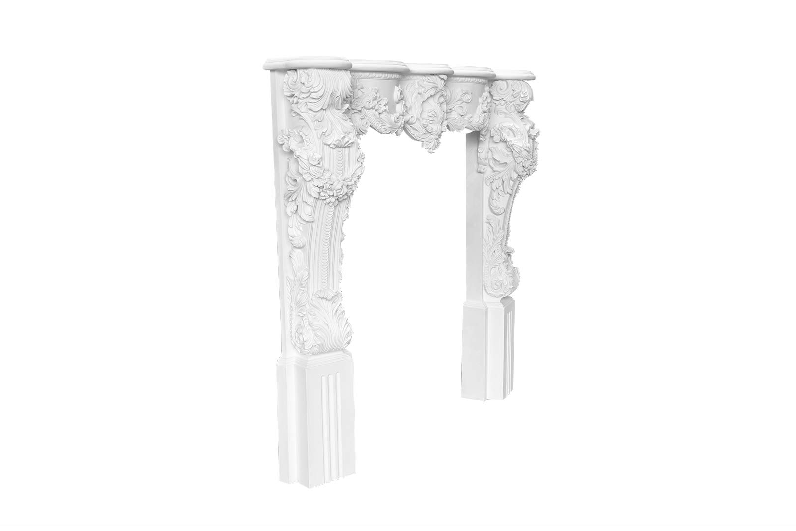 Consolle per camino, in poliuretano, decorazione per camino, bianco, per soggiorno, (K3006, 138 x 130 cm)