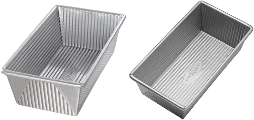 USA Pan Aluminized Steel Loaf Pans Bundle - 1.5lb 10" W x 5" D x 3" H and 1lb 8.5" W x 4.5" D x 2.75" H