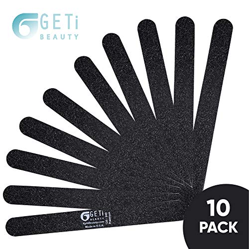 Nail File 120 Grit / 240 Grit | Natural,Gel Or Acrylic | Washable And Reusable | Black Emery Cushion | 10-Pack By Geti Beauty | U.s.a. Made #TOP4