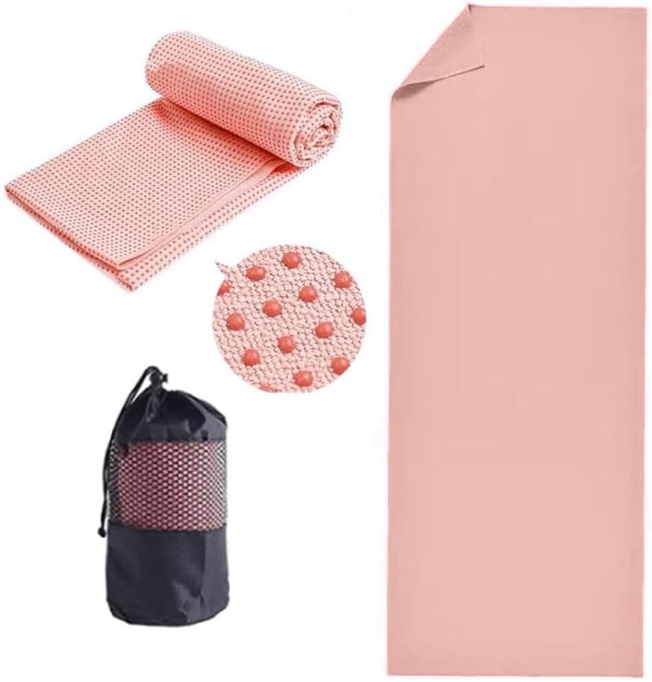 Yoga Mat Towel Non Slip Hot Yoga Blanket Towel Quick Dry Fitness Mat Cloth Towels Ultra Soft and Sweat Absorbent Grip Dot Yoga Towel 24" x72" Yoga Mat Cloth Towels with Mesh Carry Bag