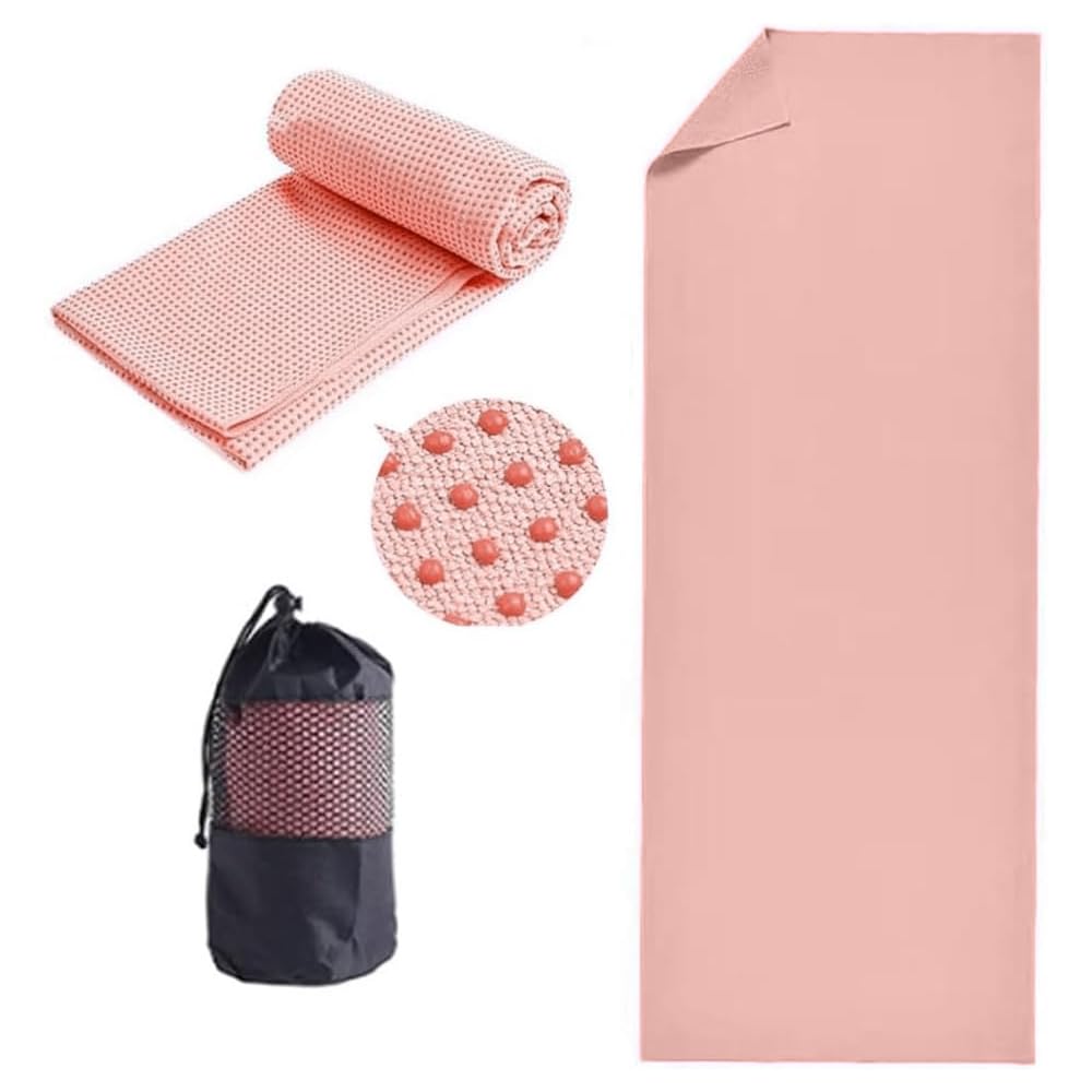 Yoga Mat Towel Non Slip Hot Yoga Blanket Towel Quick Dry Fitness Mat Cloth Towels Ultra Soft and Sweat Absorbent Grip Dot Yoga Towel 24" x72" Yoga Mat Cloth Towels with Mesh Carry Bag