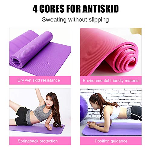 PowerLife Yoga Workout Mats 1/2 Inch Extra Thick High Density Foam Pad Anti-Tear Exercise, Yoga Pilates Mat Blue - Thumbnail 6