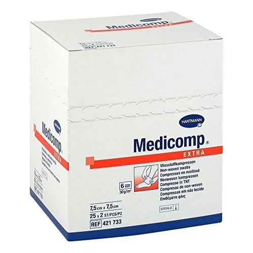 Medicomp Extra Non-tissé Compresser 75 X 75 Mm 6 couches, 50 pièces