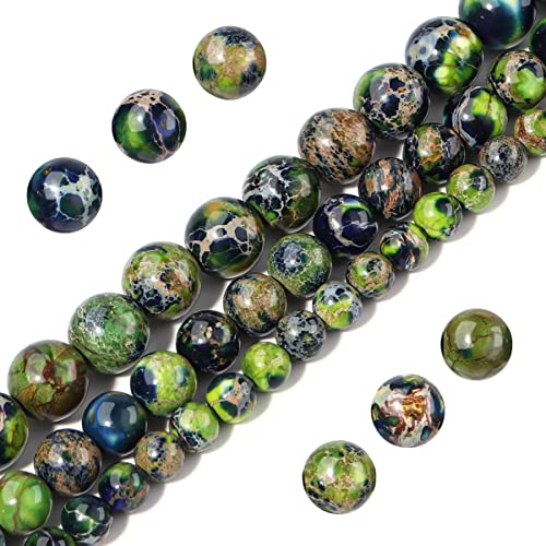 Image of Natural Stone Beads 6mm Yellow Greem Imperial Jasper Polished Round Smooth Gemstone Beads for Jewelry Making Adults 15 Inch(Yellow Green Jasper,6mm)