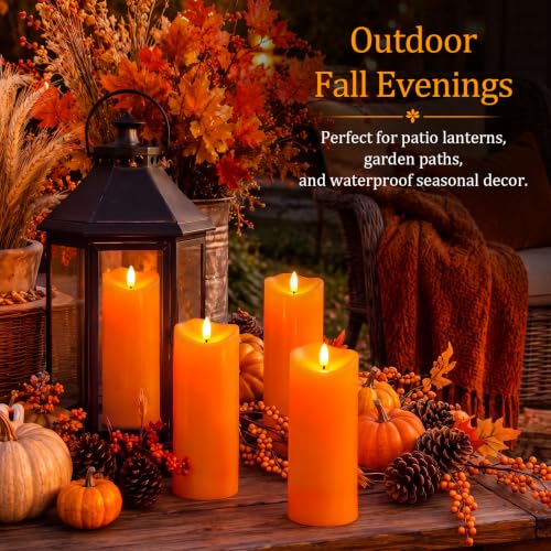 Image of Homemory Halloween Orange Waterproof LED Candles, Remote Timer, Set of 2