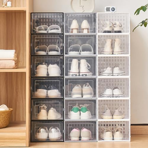 Cajas para zapatos de baloncesto transparentes apilables para armarios 6