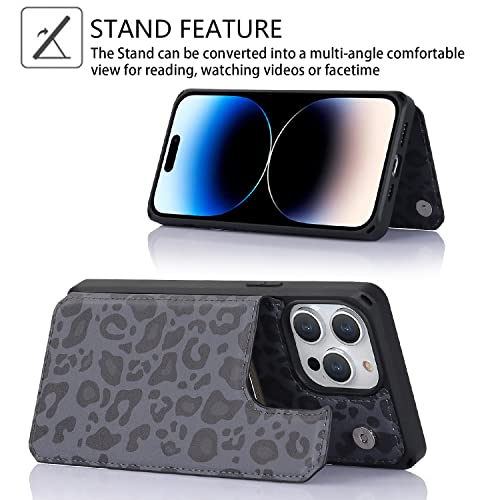 Image of Cavor for iPhone 14 Pro Case Wallet with Card Holder for Women,Stand and Strap,for iPhone 14 Pro Phone Case Full Body Shockproof Protective Case-Black