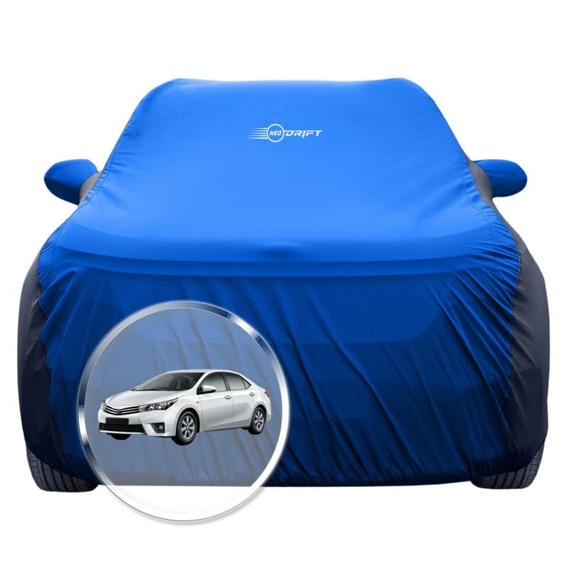 Image of NEODRIFT 'SuperTech' Car Cover for Toyota Altis (100% Water-Resistant, All Weather Protection, Tailored Fit, Multi-Layered & Breathable Fabric) (Colour: Sky Blue+Black)