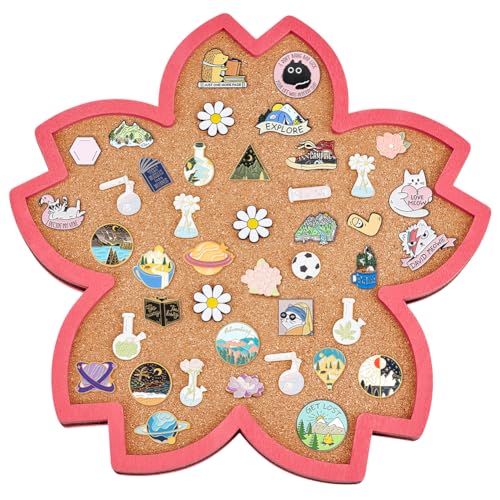 Tableau en liège pour pin's et broches qui range vos bijoux sur un panneau mural rose 30x30