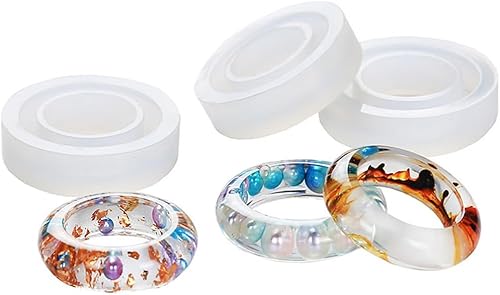 Miniatura 3 de Qtopun - Molde de resina para pulsera, 4 moldes para llaveros con 6 anillos de silicona para llavero, moldes de fundición, moldes redondos de epoxi