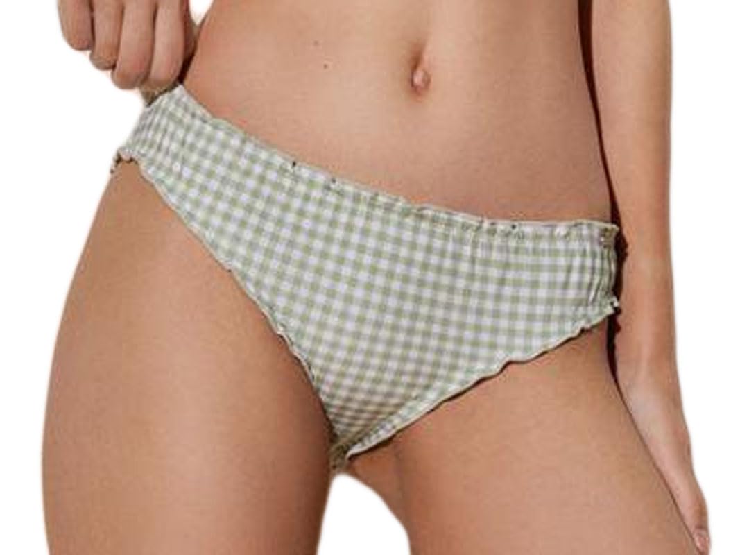 YSABEL MORA 82050 - Braga Bikini Fruncida Cuadro Vichy Mujer Color: Picnic Green Talla: Large