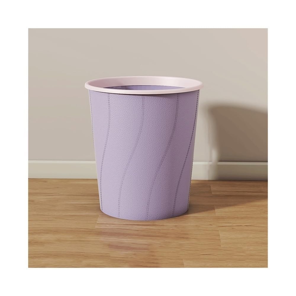 Kitchen Trash Can Wastebasket, Round Lidless Straight-throw Design Wastebasket for Home Kitchens and Coffee Shops Purple Plastic Garbage Can (M)
