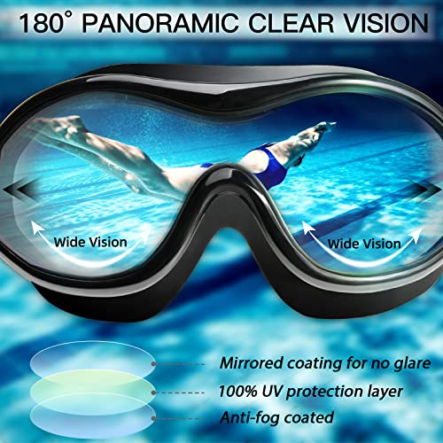 Image of Seago Swim Goggles Adult Youth Anti-Fog Wide Clear View Pool Goggles