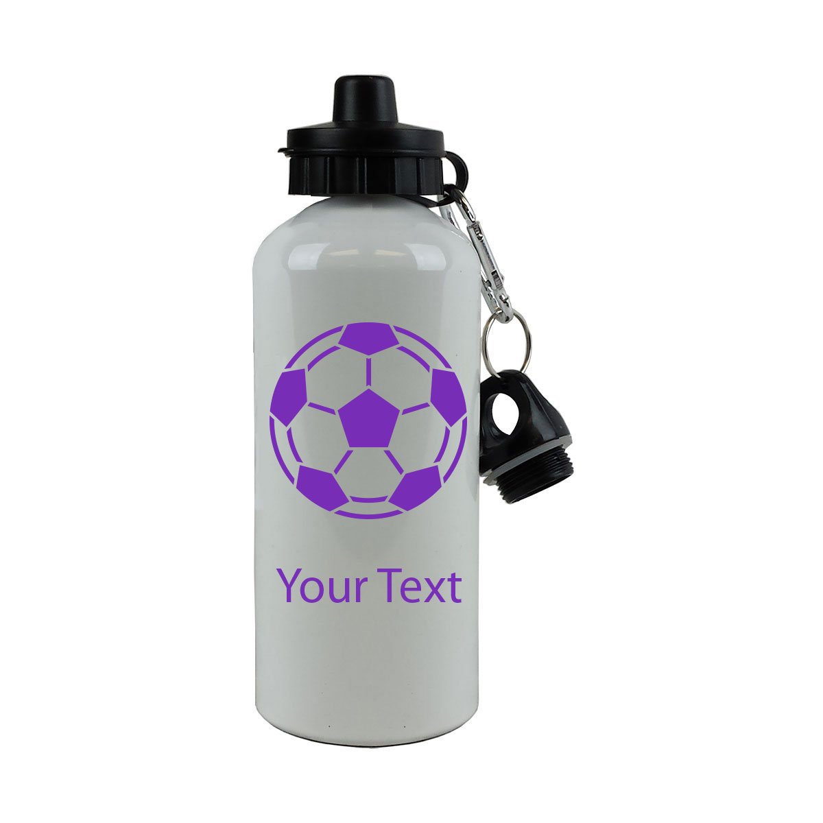 Personalisierte Custom Fußball Aluminium weiß 20 Unze 600 ml Sport anpassbare Wasser Flasche, Violett