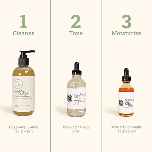 Miniatura 10 de Herb'N Eden Kit facial para piel seca  Limpiar, hidratar e hidratar  El juego de 5 productos incluye lavado, niebla, suero, mantequilla corporal,