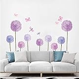 Ideale Dekoration: Mit lila Löwenzahn und Schmetterlingen dekoriert, macht das Design in warmen Tönen Ihr Zimmer langweilig.