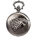 SIBOSUN Pocket Watch Steampunk Wolf Wolves Pattern Mens Chain Box Black Quartz Arabic Numerals
