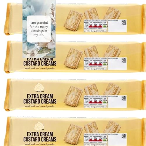Extra Cream Custard Creams Vanilla Custard Flavoured Biscuits Bundle 165g (4 Packs) - By Oerich Gift