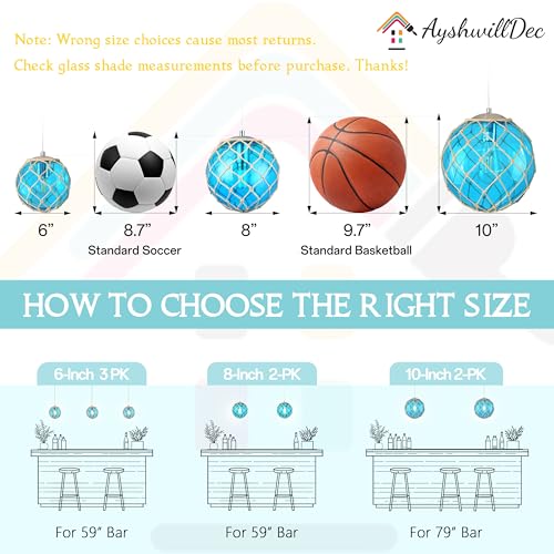 AyshwillDec 3-Light Blue Coastal Pendant Light Kitchen Island 3 Globe Glass Ocean Chandelier Beach House Boho Chandelier Hanging for Dining Room Living Room Bedroom Foyer (Bulb Incl.) by AyshwillDec - Image 5