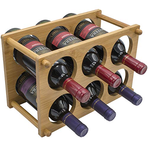 Sorbus 2-Tier Bamboo Wine Rack - Classic Wood Wine Rack Storage for Bottles