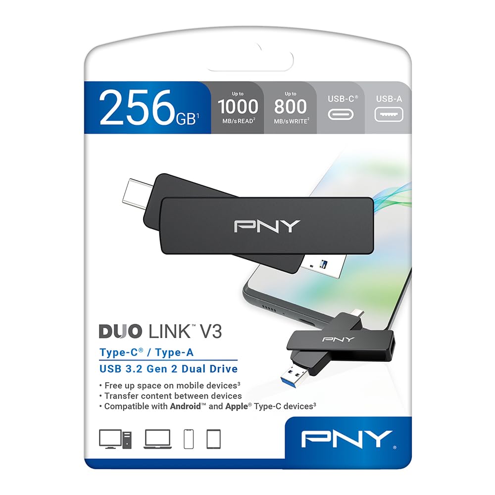 PNY Duo Link V3 256GB Memoria USB USB-C/USB-A 1000MB/s