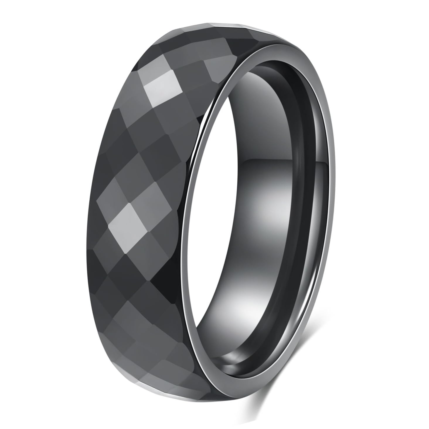 3mm 6mm 8mm Black/White Ceramic Rings for Men Women Comfort Fit Engagement Wedding Promise Band Ring Size 4-12