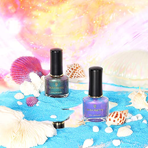 Foto von BORN PRETTY 4 Flaschen Nail Art Nagel Glimmer Nagellack Chameleon Pearl Shell Glitter Nagellack Lack Polnisch