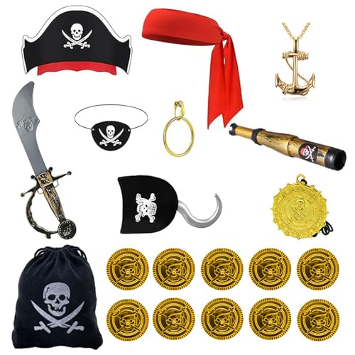 Erconsso Accesorios Pirata,Conjunto de Disfraz de Halloween para Niños Pequeños | Accesorios Creativos para Disfraz de Pirata Infantil para Cosplay, Fiestas, Eventos Temáticos y Teatro
