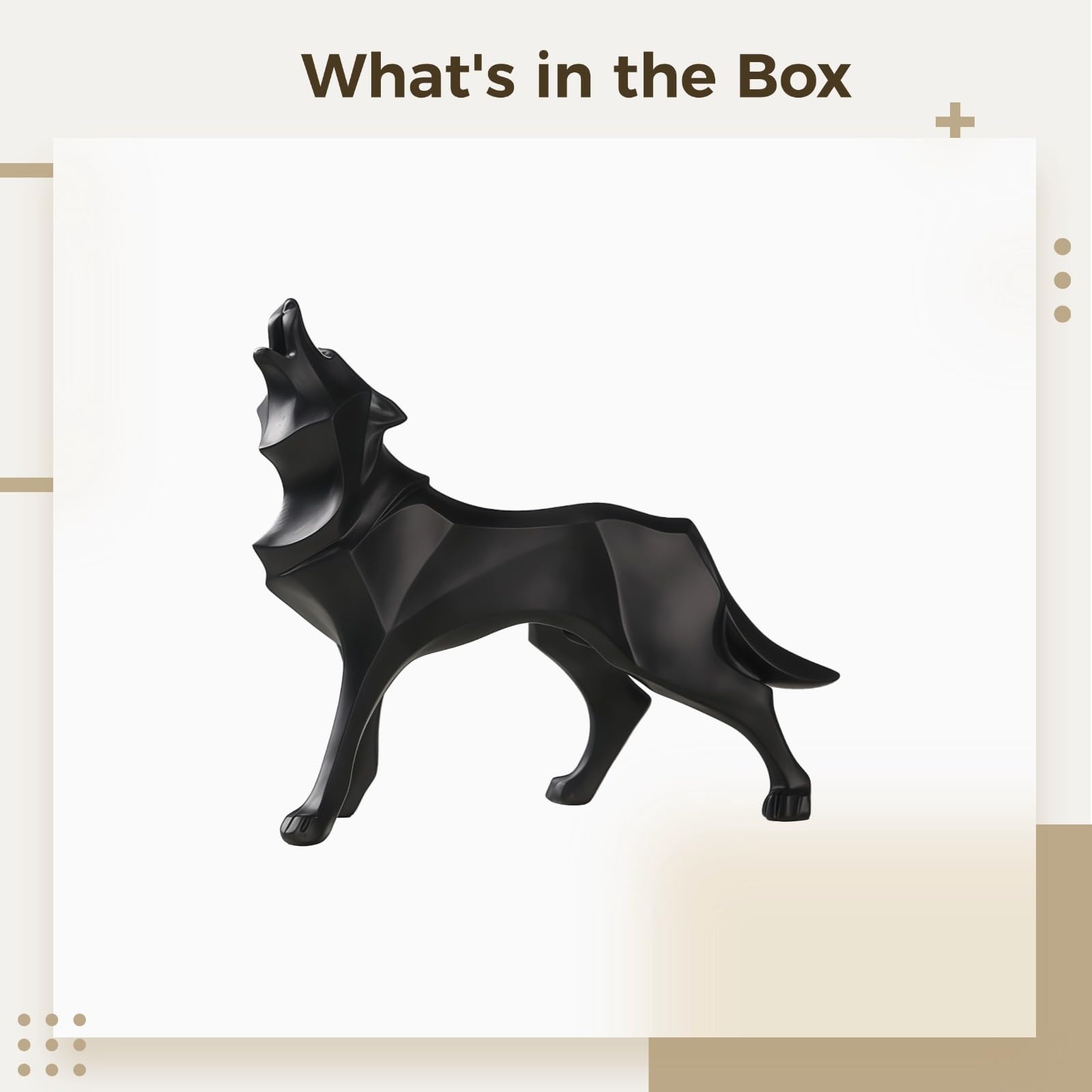 Estatua geométrica de lobo, escultura abstracta nórdica de lobo, 8.7 pulgadas, figura de animal de polirresina con acento negro, decoración moderna del hogar, adorno de mesa, regalo para los amantes