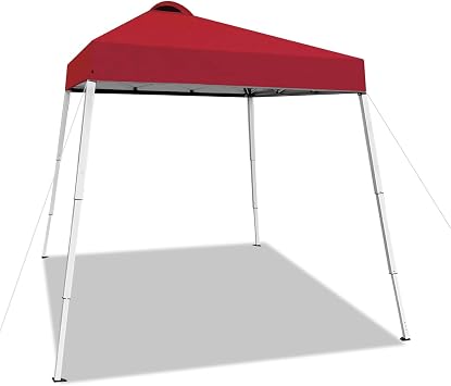 8x8 Top Pop Up Canopy Tent with Central Lock Design, Slant Legs, Backpack, Easy Outdoor Sun Shade for Events, Parties, CampingRed
