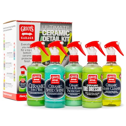 Griot's Garage Ultimate Ceramic Detail Kit for Car Detailing, Includes 8oz Bottles of Ceramic 3-in-1 Wax, Speed Shine Detailer, Tire Dressing, Glass Cleaner, and Vinyl and Rubber Protectant, 11606
