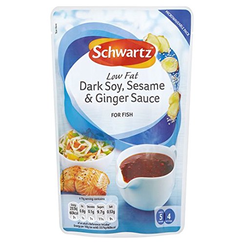 Schwartz Salsa de soja oscura baja en grasa, sésamo y jengibre para pescado, 300 g (paquete de 2)
