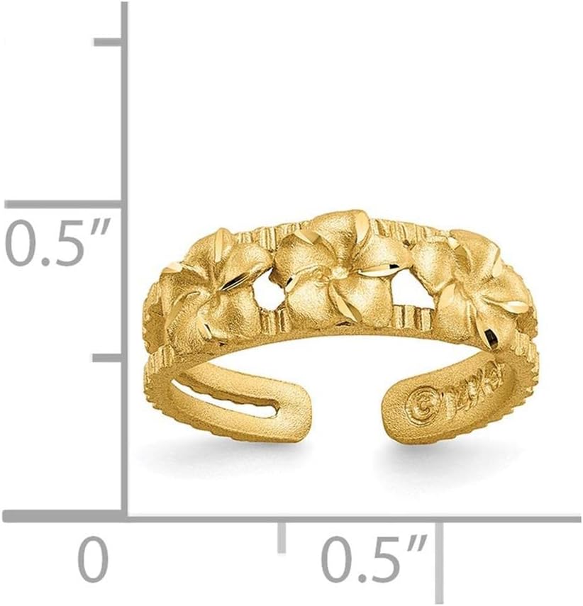14k Yellow Gold Plumeria Flower Toe Ring