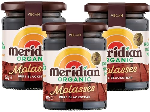 Meridian Organic Blackstrap Molasses 350g (Pack of 3) Unsulphured Mineral-Rich Cane Syrup High in Iron Calcium & Magnesium Vegan & Natural Sweetener from SuperfoodUK