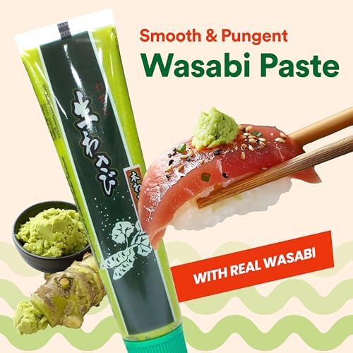 Wasabi-O Premium Wasabi Paste - Real Genuine Wasabi Paste for Sushi, Sashimi, Poke, & More - Vegan, Vegetarian, Halal - 1.52oz (43g) Tube - 2