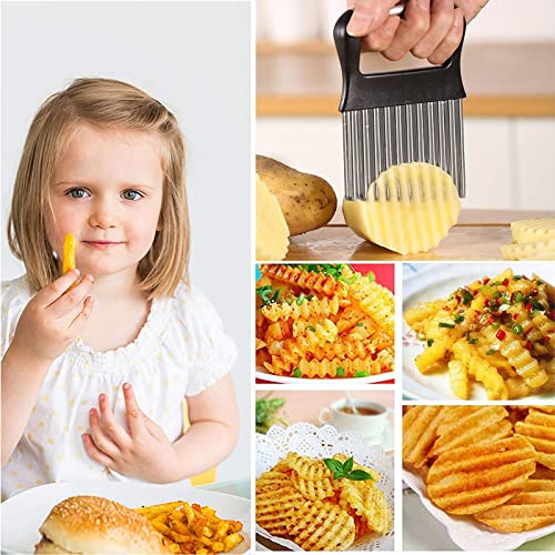 BROSEBEAQ Wave Cutter, Potato Cutter, Stainless Steel, French Wave Knife, Wave Knife for Vegetables, Fruit, Salad, Ripple Knife, Baby, Ripple Cutter for Fries - Image 4
