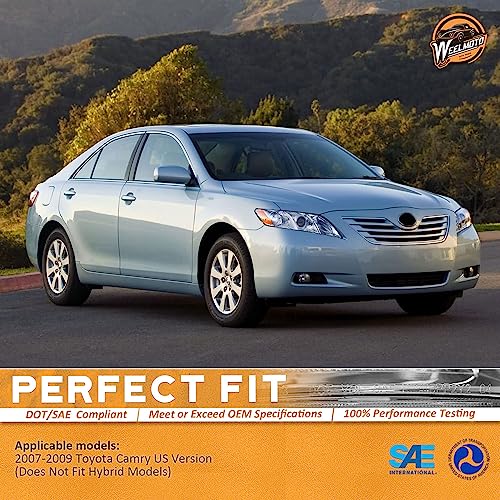 Image of WEELMOTO Anti-Fogging Headlights for 2007-2009 Toyota Camry US Version | 2007 2008 2009 Camry (Exclude Hybird), Chrome Housing Amber Reflector, OEM: 8113006201, 8113006202, 8117006201, 8117006202