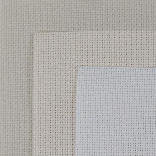 Image of KCS 3 pc of 15 inch x 18 inch(38cmx45cm) Counted Cross Stitch Cotton Aida Cloth Needlework Rolled Fabric Box,18CT,Pearl Grey+White+Ecru