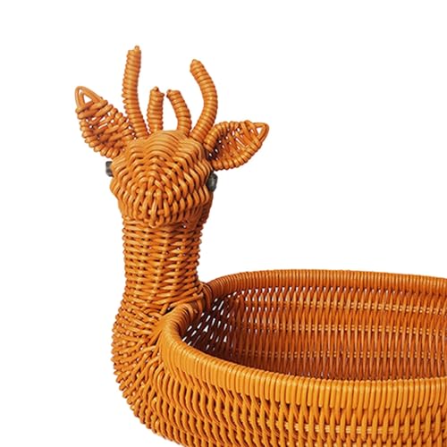 Cesta de servir tejida a mano con forma de animal para fruta y pan 3