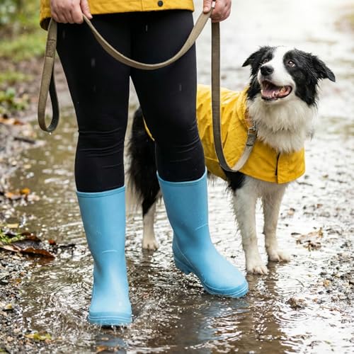 Image of HISEA Women Rubber Boots Wide Calf Rain Boots Matte Surface Waterproof PVC Rubber Rain Boot Mid Height Rain Shoes for Outdoor Gardening Work Walking