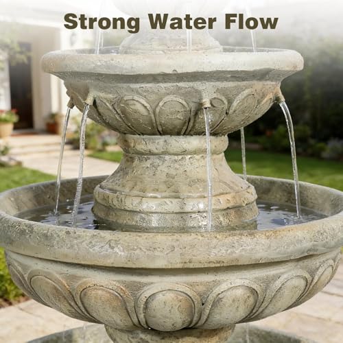 Image of Naturefalls 42.5 inch Water Fountain Outdoor - Large Waterfall Fountain Outside, 3-Tiers Cascading, Fiber Reinforced Concrete, Indoor and Outdoor Fountain for Garden, Patio, Backyard, Lawn, Yard Decor