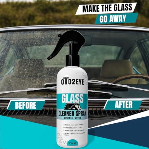 Image of OTO2EYE Car Care Cleaning Kit - 300mL Windshield Washer Fluid, 300mL Glass Cleaner, Interior Cleaner & Protectant with UV Protection, Microfiber Towel (Pack of 4)