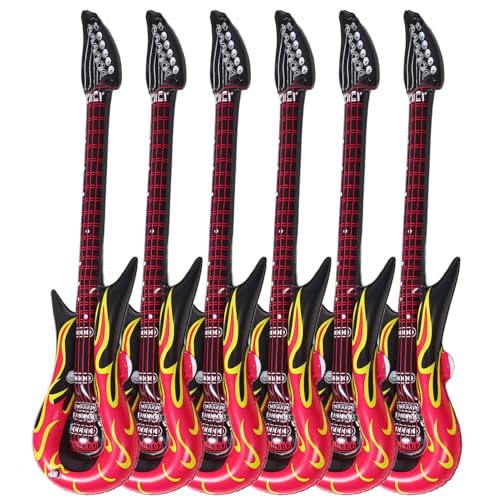 Guitarra inflable de PVC ligera y portátil en set de 6 piezas para animación