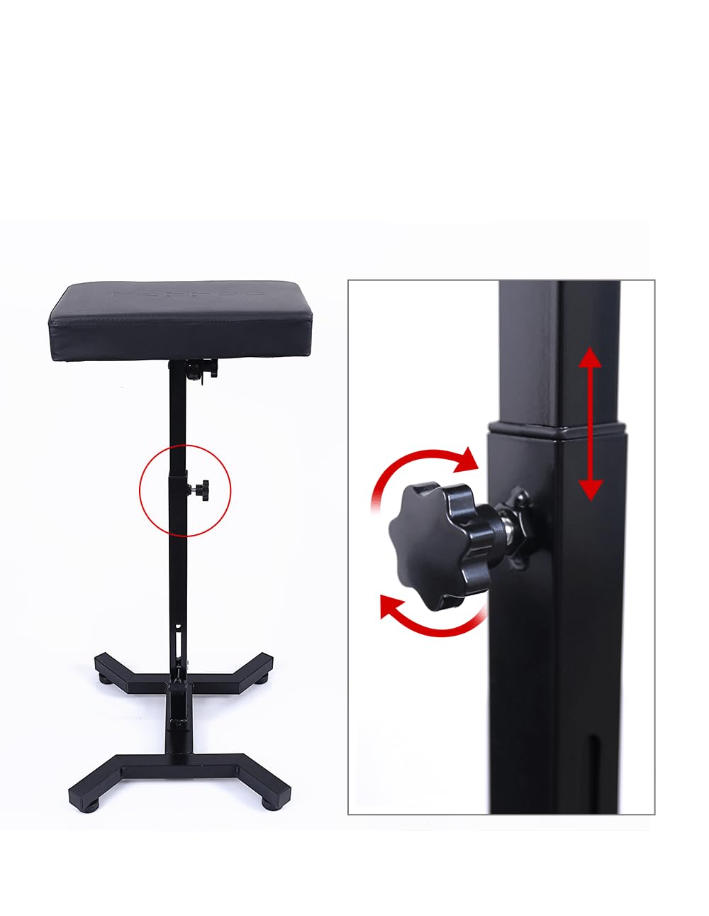 Tatmax Tattoo Heavy-Duty Armrest High Quaility Large Leather Pad Adjustable Height 2.3 ft to 3.45 ft