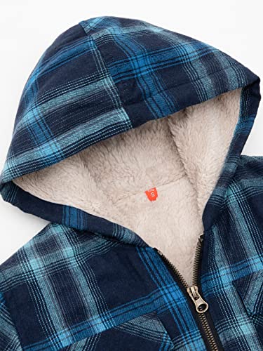 ThCreasa Boys Plaid Flannel Jackets Sherpa Lined Zip Up Long Sleeve Warm Flannel Shirt with Hood4