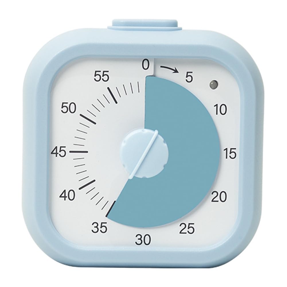 Aundhegrtt Kitchen Round Timer Visual Timer for Kids 60 Minute Silent Study Classroom Countdown Timer Blue