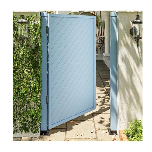 Cancello da giardino in legno con design ornamentale per cortile esterno, perfetto per ingressi al parco, divisorio, colonna blu inclusa, 40 x 90 cm